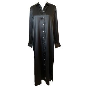 ATM Anthony Thomas Melillo Black Silk Button Down Shirtdress Size Small
